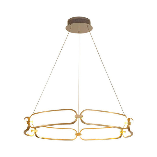 Minimalist Metallic Led Chandelier For Ceiling With Circular Design - Gold Finish Warm/White Light