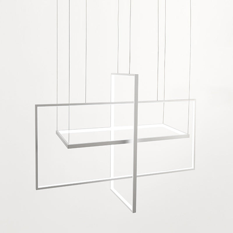 Modern Led Chandelier: Metal Rectangle Frames Black/White Suspension Warm/White Light