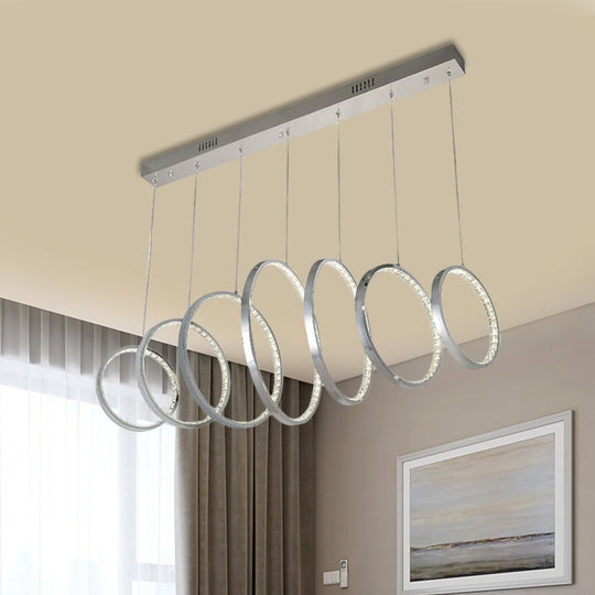 Modern Chrome Hoops Pendant Ceiling Light With Led Ideal For Kitchen