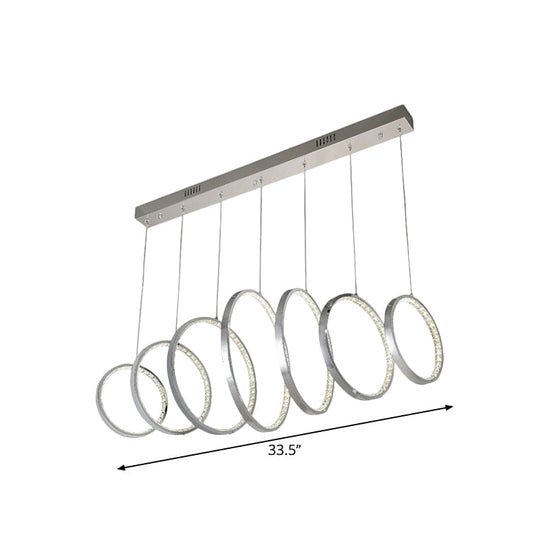 Modern Chrome Hoops Pendant Ceiling Light With Led Ideal For Kitchen
