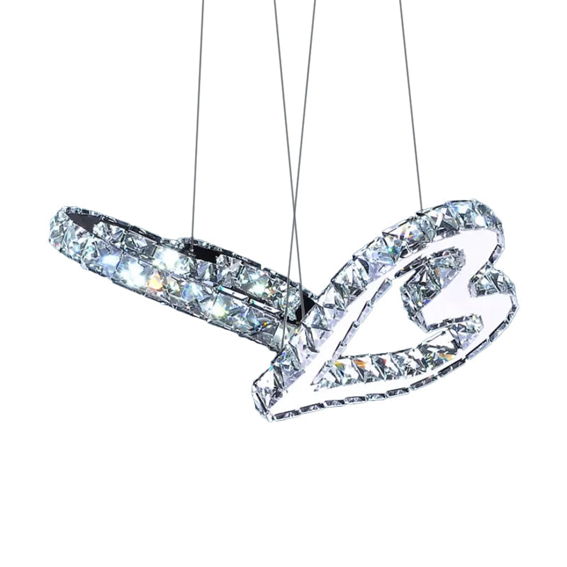 Contemporary Stainless-Steel Led Ceiling Lamp With Multi Pendant Crystal Blocks And Warm/White Light