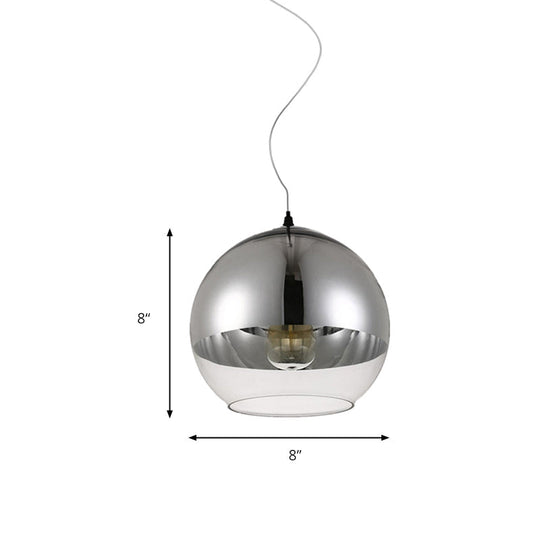 Post-Modern Glass Globe Pendant Light - 6’/8’/10’ Width 1 Sliver Finish