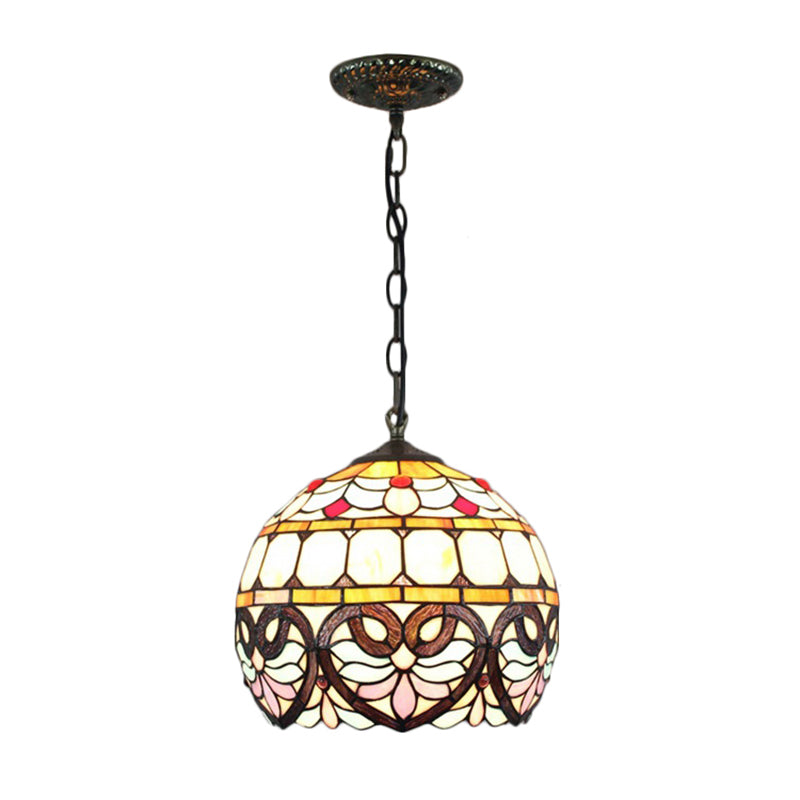 Tiffany Stained Glass Pendant Light With Adjustable Chain - Ceiling Hanging Lamp