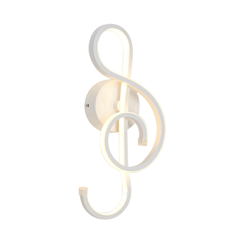 Modern Musical Note Sconce Wall Lamp For Adult Bedrooms - Creative Black/White Metal Design
