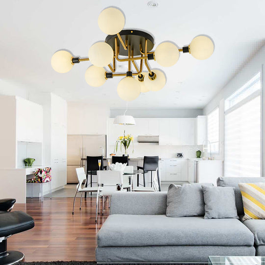 Modern Multi - Head Ceiling Lamp With Glass Metal Sphere Shade For Hotels 9 / White