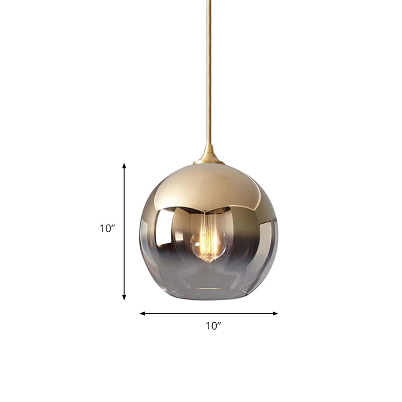 Contemporary Gold Glass Globe Pendant Light With Fading Shade - 1 In 8/10/12 Widths