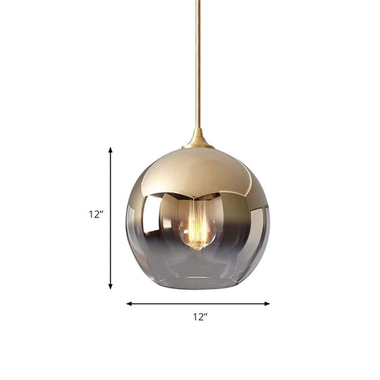 Contemporary Globe Pendant Glass Light With Fading Shade – Gold 1 8/10/12’W