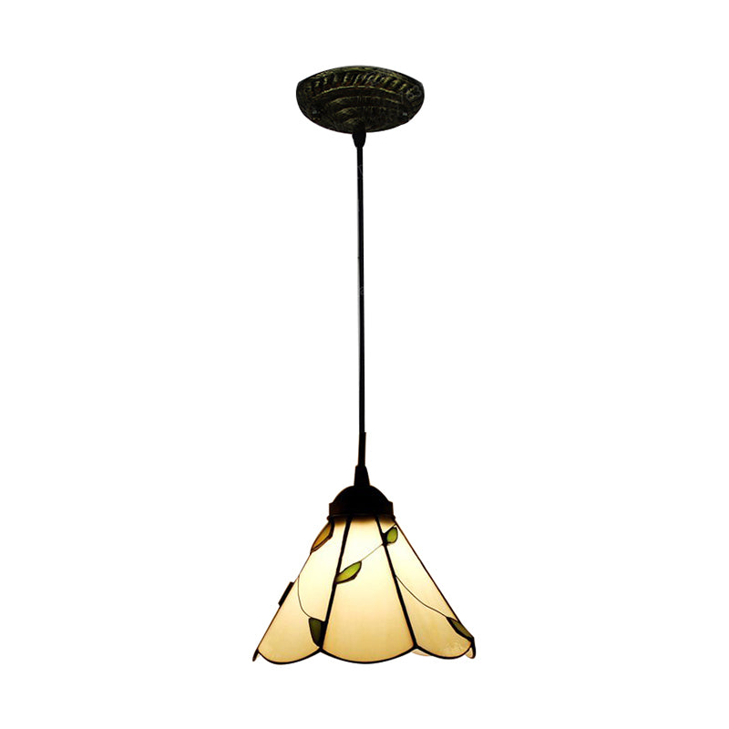 Tiffany Inspired Stained Glass Pendant Lamp Kit - Scalloped Design Blue/Beige 3 Bulbs Ideal For