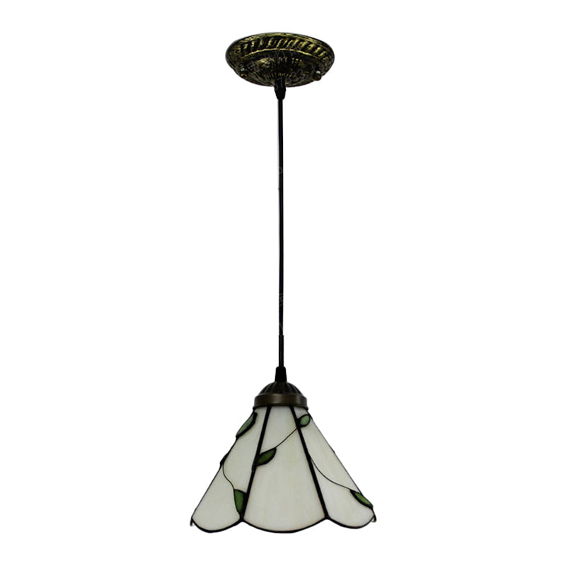 Tiffany Inspired Stained Glass Pendant Lamp Kit - Scalloped Design Blue/Beige 3 Bulbs Ideal For