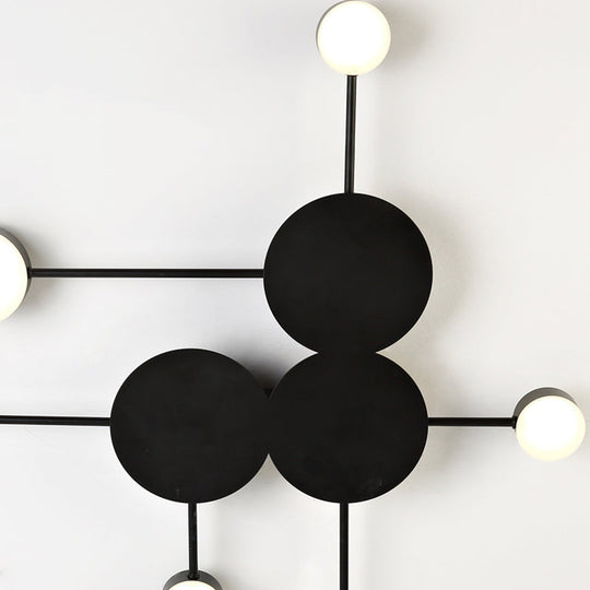 Modern Black Semi Flush Ceiling Light For Child’s Bedroom With Drum Shade