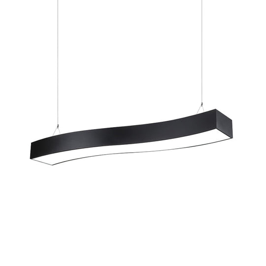Modern Led Black Metal Pendant Lamp With Recessed Diffuser - Wide Wave Design (18/23.5/47)