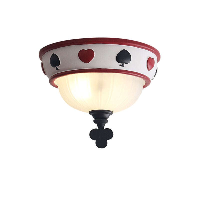 Poker Glass Children’s Bedroom Ceiling Light - Modern White Mount Fixture