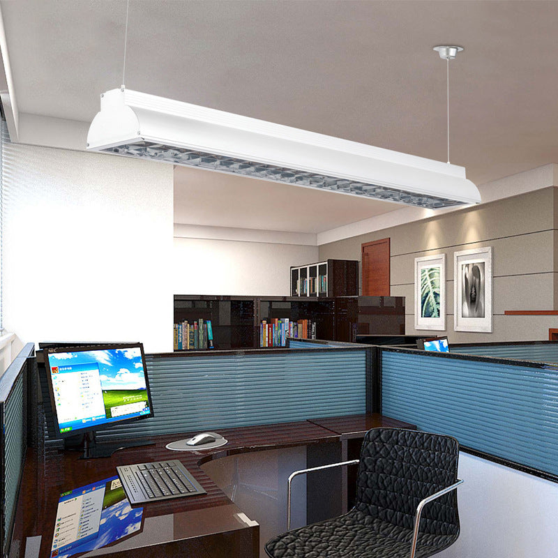 Modern Led Pendant Light With White Metal Shade - Stylish Office Ceiling Fixture