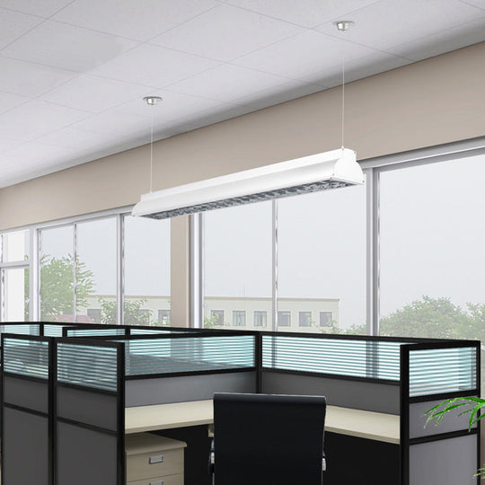 Modern Led Pendant Light With White Metal Shade - Stylish Office Ceiling Fixture