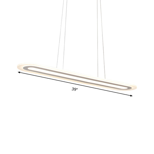 Modern Oval Led Ceiling Pendant Light Kit In Warm/White/Natural 16’/23.5’/31.5’ Wide