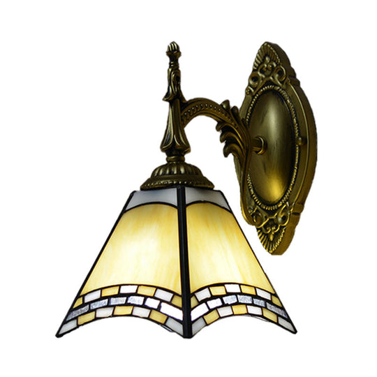 Tiffany Pyramid Stained Glass Sconce Lamp - Green/Blue/Yellow