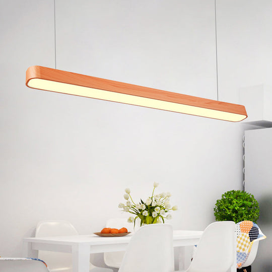Modern Led Oval Pendant Light - Wood Deep Grain/Light Grain White/Warm/Natural 4/8/12 Wide
