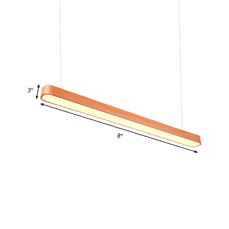 Modern Led Oval Pendant Light - Wood Deep Grain/Light Grain White/Warm/Natural 4/8/12 Wide
