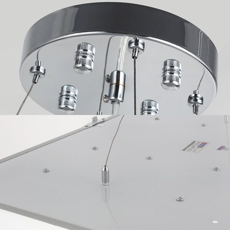 Modern Led Metal Square Pendant Ceiling Lamp - 14’’/18’’/23.5’’ Wide Black/Silver