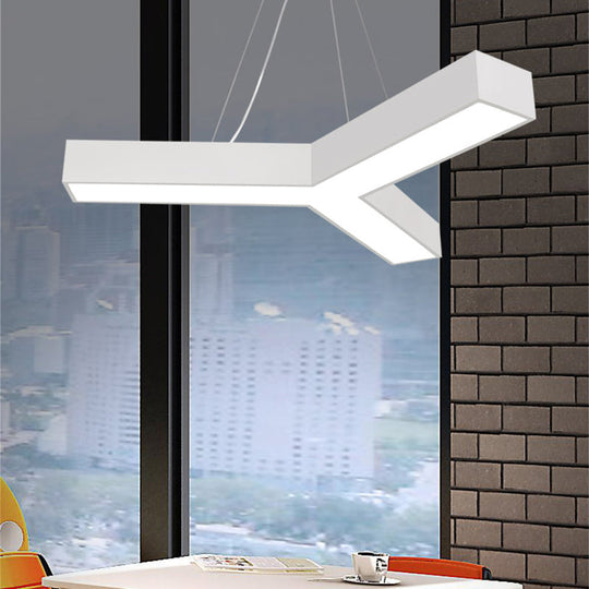 Modern Led Suspension Lamp With Recessed Diffuser And Y-Shaped Metal Design - Black/White 22/29/29.5