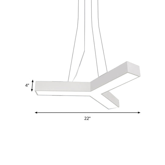 Modern Led Y Shape Metal Suspension Lamp In Black/White With Recessed Diffuser 22’/29’/29.5’ Wide