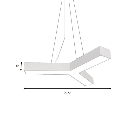 Modern Led Y Shape Metal Suspension Lamp In Black/White With Recessed Diffuser 22’/29’/29.5’ Wide