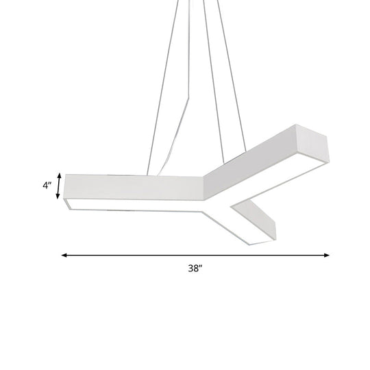 Modern Led Y Shape Metal Suspension Lamp In Black/White With Recessed Diffuser 22’/29’/29.5’ Wide