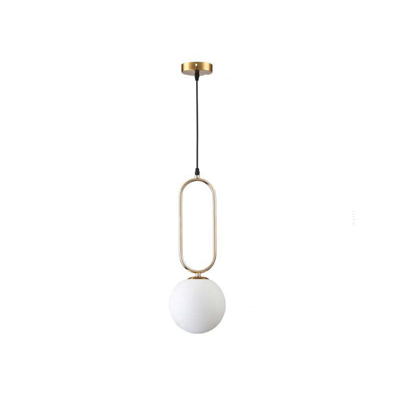 Modern Orb Pendant Light With Milk Glass Shade Gold Finish - Ideal For Living Room