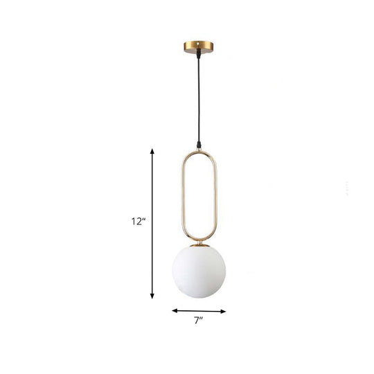 Modern Orb Milk Glass Pendant Light With Gold Finish - Ideal For Living Room