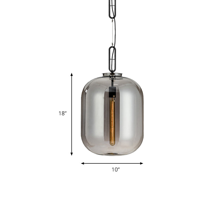 Modernist Glass Shade Oval Pendant Light Fixture For Bedroom 1 Amber/Smoke Gray 10’/14’ W