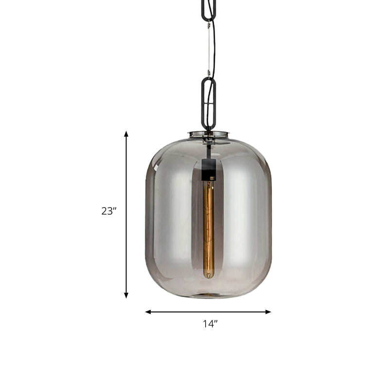 Modernist Glass Shade Oval Pendant Light Fixture For Bedroom 1 Amber/Smoke Gray 10’/14’ W
