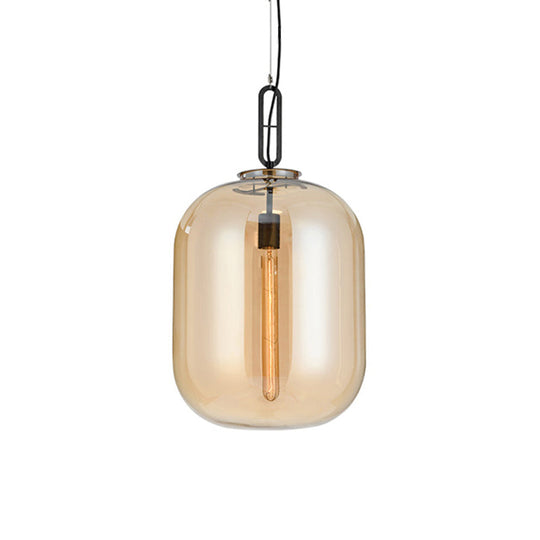 Modernist Glass Shade Oval Pendant Light Fixture For Bedroom 1 Amber/Smoke Gray 10’/14’ W