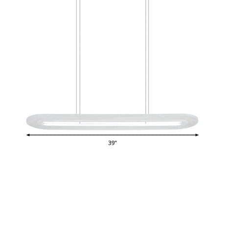 Modern Led Oval Office Ceiling Pendant | Acrylic 31.5/39 Wide Warm/White/Natural Light