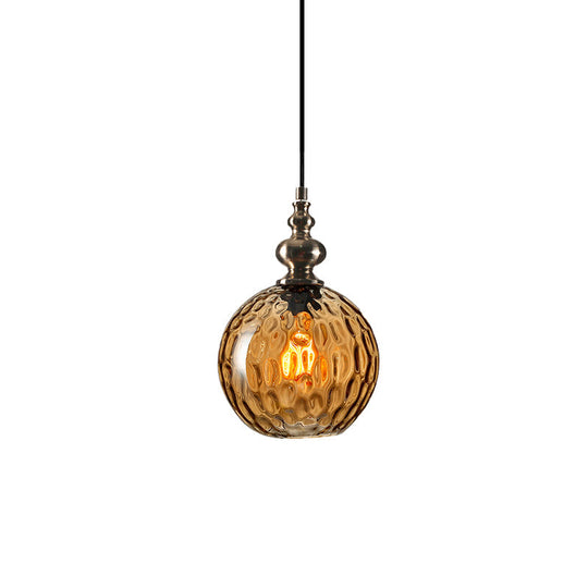 Modern Dimpled Glass Pendant Lamp - 1 Light Shade Hanging Clear/Smoke & 8/10 Size Options