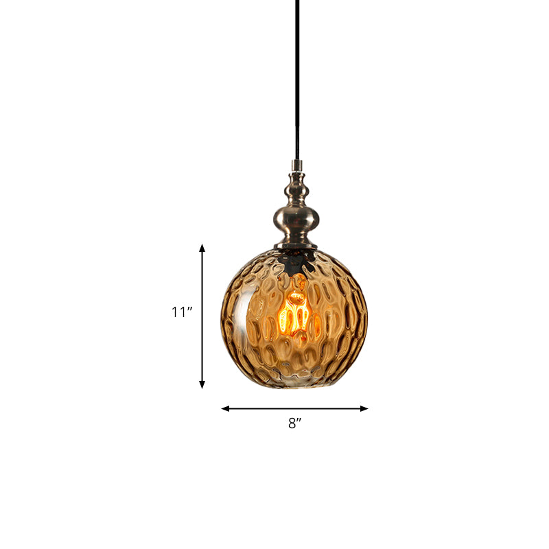 Modern Stylish Clear/Smoke Gray Dimpled Glass Pendant Lamp - 8’’/10’’ W Global Shade
