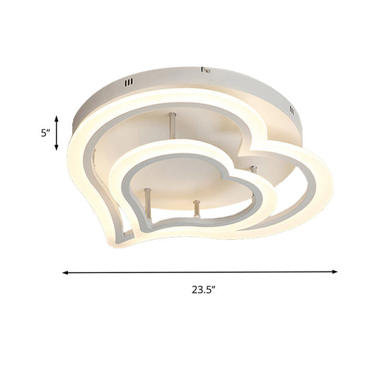 Romantic Heart Ceiling Light In Acrylic White Finish - Ideal For Child Bedroom