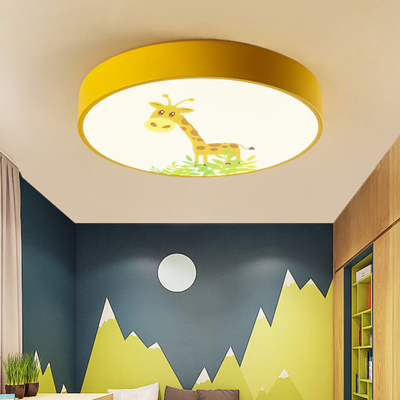 Adorable Giraffe-Themed Yellow Led Ceiling Mount Light For Baby Bedroom / 12