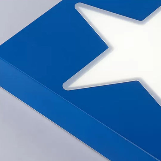 Square Metal Flush Ceiling Light With Star Design - Modern Lighting For Kids Bedroom