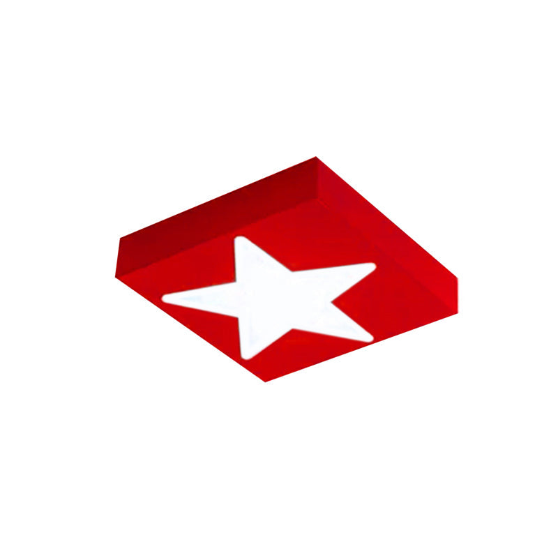 Square Metal Flush Ceiling Light With Star Design - Modern Lighting For Kids Bedroom