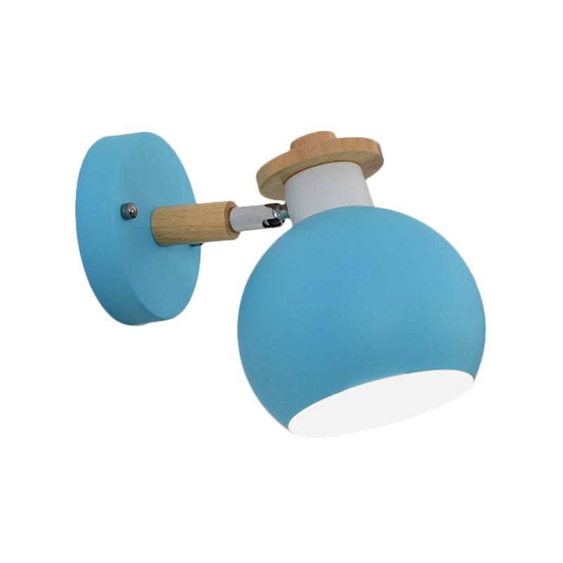 Rotatable Metal Globe Wall Light - Nordic Style Sconce For Child Bedroom Or Corridor