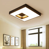 Square Flush Pendant Light - Modern Led Acrylic Ceiling Mount In Black/White Black / 18 White