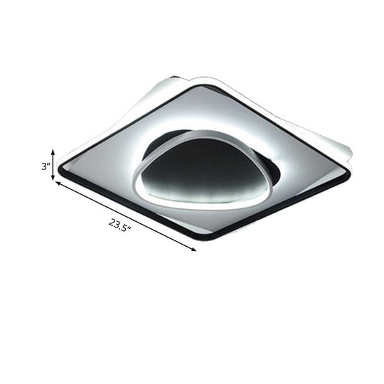 Modern Led Acrylic Flush Mount Black Ceiling Light In Warm/White - 18’/23.5’ Wide