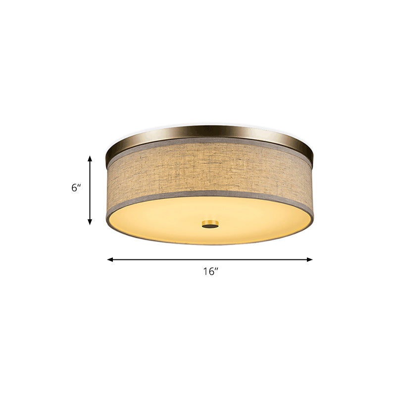 Contemporary Beige Fabric Led Flush Mount Lamp (16’/19.5’/23.5’ Dia)