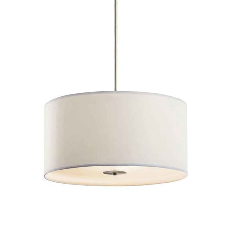 Contemporary Fabric White Led Hanging Pendant Lamp - 16/19.5/23.5 Diameter