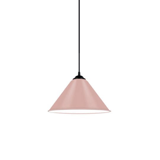 Modern Metal Cone Hanging Light 1-Light Pink/Yellow/Green Pendant 12’/14’/16’ Dia