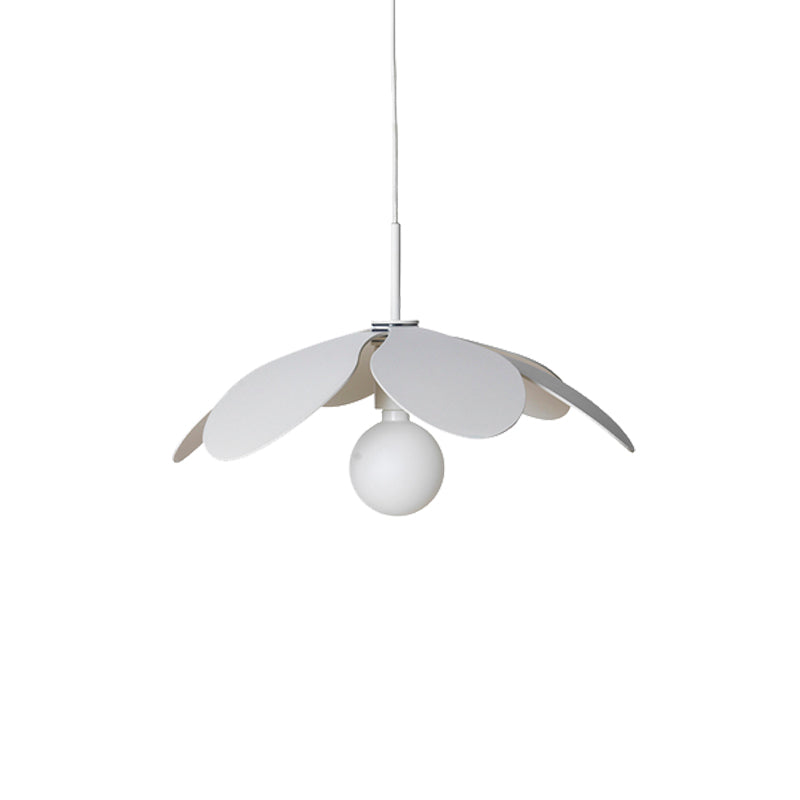 12’/19.5’ Wide Minimal Ceiling Pendant Light With Metal Flower Shade - 1-Light Black/White