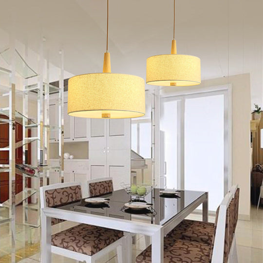 Nordic Flaxen Drum Pendant Light For Dining Room