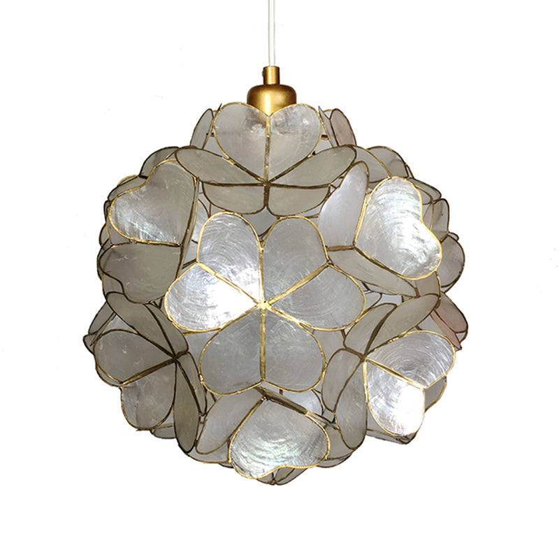 Modern Shell Pendant Light - Globe Suspension White/Beige 1-Light