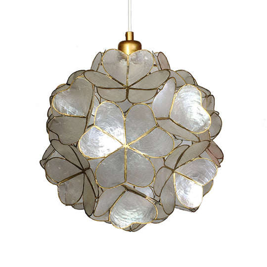 Modern Shell Pendant Light - Globe Suspension White/Beige 1-Light