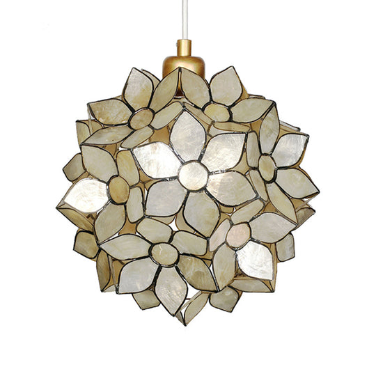 Modern Shell Pendant Light - Globe Suspension White/Beige 1-Light
